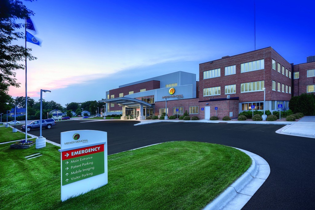 Meeker Memorial Hospital building and sign